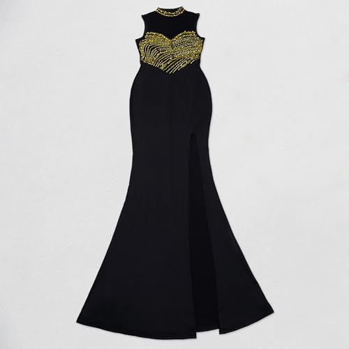 Image of PORRCEY Women's Sexy Elegant Rhinestone Bodycon Dress Hot Drilling Clubwear
