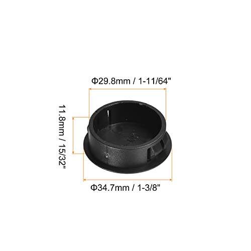 Image of uxcell 1-11 /64 inch Plastic Hole Plugs, 26Pcs Flush Type Panel Round Snap in Fastener Knockout Locking Plugs for Furniture Insert End Caps Panels, Black