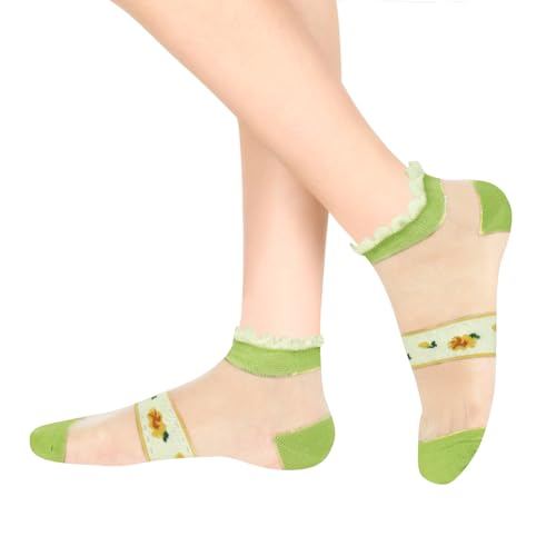 Image of Benefeet Sox Sheer Socks for Women Girls Mesh Ankle Socks Transparent Mesh Lace Sock Cute Thin Nylon See Through Sock