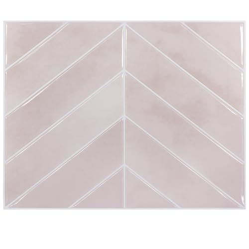 Image of Stick Tiles Peel and Stick Backsplash of 11.4 inch X 9 inch - 3D Adhesive Peel and Stick Wall Tile for Kitchen, Bathroom, Living Room, etc. (10, Dusty Pink)