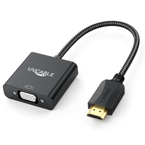 HDMI to VGA Adapter, UV-CABLE HDMI to VGA Adapter Male to Female Cable 1080P for Computer, Desktop, Laptop, PC, Monitor, Projector, HDTV, Chromebook, Raspberry Pi, Roku, Xbox and More-Braided