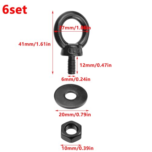 Image of Antrader M6 Eye Bolts with Nuts for DIY,Furniture,Swing and Outdoor Use | Anti-Rust And Corrosion-Resistant,Heavy Duty for Hang Tie Down Outdoor
