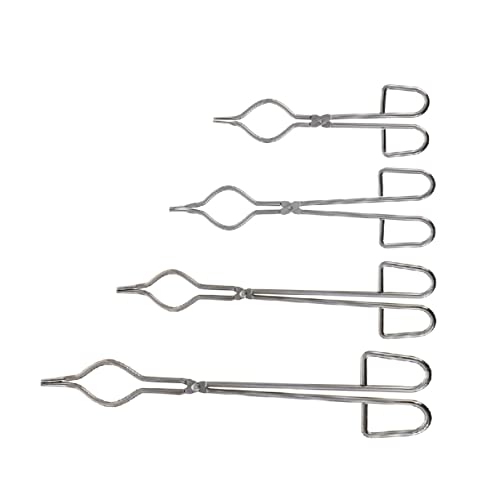 OUNONA 4pcs Crucible Tongs Crucible Pouring Tongs Lab Clamp Crucible Pliers Clamps Chemical Supplies Laboratory Tongs Lab Tongs Flask Beaker Crucible Clamps Silver Stainless Steel
