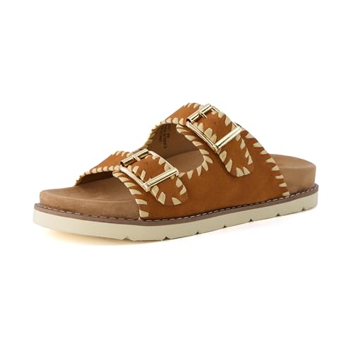 CUSHIONAIRE Women's Wyatt whipstitch footbed sandal with +Comfort, Wide Widths Available