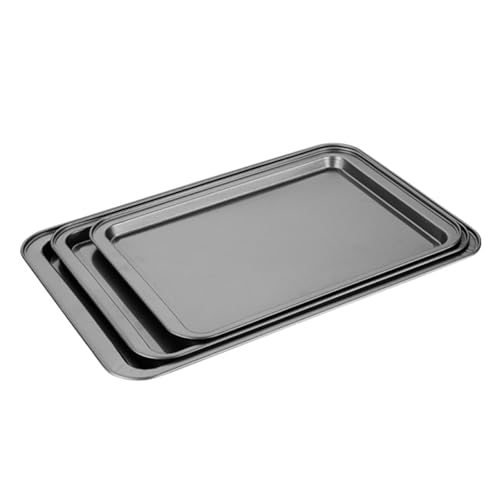 Bandeja antiadherente para pizza y patatas fritas para hornear funcional, portátil, de acero al carbono, fácil de usar, bandeja rectangular para utensilios de cocina