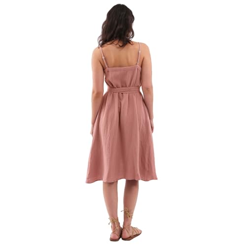 Image of Amazhiyu Women's Cotton Gauze Summer Midi Wrap Dress