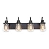 YAOHONG Modern Bathroom Vanity Light 4-Lights Lamp in Black, Farmhouse Wall Light Fixture with Bubble Glass Shades, Indoor Wall Lamp