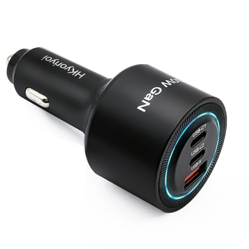 HKyoriyoi 130W USB C Car Charger, 3-Port PD100W+PD30W Super Fast Charging Adapter for iPhone...