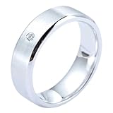Xylara Anillo ancho de oro blanco 750/585/375, anillo de boda para hombre, oro auténtico con diamantes, joyería auténtica, talla 52 hasta 70, 63 (20.1), Metal precioso, Diamante