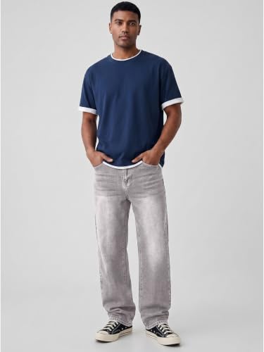 Image of JMIERR Mens Baggy Jeans Wide Leg Y2K Loose Fit Denim Pants | Vintage Relaxed Loose Fit, Stretch, Straight Leg, Skater Streetwear, 5 Pockets, Casual Carpenter Jean, Hip Hop