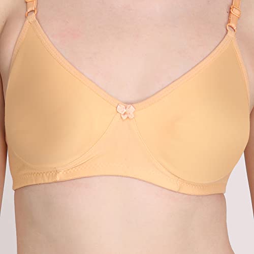 Image of Non Padded Bra Panty Set - Made of Pure Cotton Full Coverage Non Wired Seamless Pushup Soft Cup for T-Shirt Saree Dress Sports Garment for Daily Use Everyday