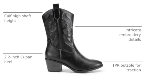 Image of DREAM PAIRS Mid Calf Cowboy Cowgirl Boots for Women