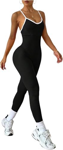 Macacão feminino de treino, sem costura, ioga, colado ao corpo, r...
