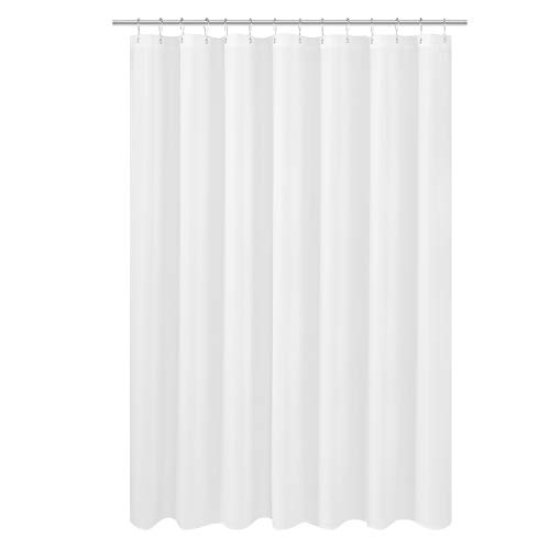 Image of N&Y HOME Fabric Shower Curtain Liner Wide and Long 78 x 78 inches, Hotel Quality, Washable, Water Repellent, White Bathroom Curtains with Grommets, 78x78