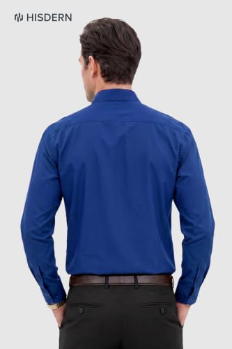 Image of HISDERN Mens Dress Shirts Long Sleeve Button Down Casual Shirts for Men Inner Contrast Formal Business Tuxedo Wedding Shirt