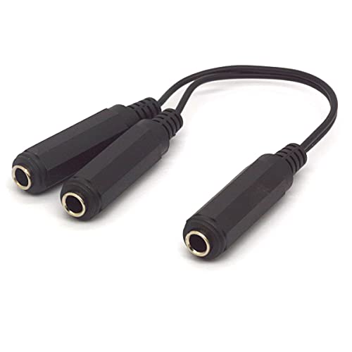 Cable divisor de audio 6.35mm, conector estéreo a doble TS miniatura 5