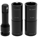 Hoypeyfiy Radmutter Nuss Kit, Mutterngrößen 19,5, 18,5, 20,5, 21,5 mm, Doppelendiger Naben-Schraubenschlüssel, Ersatz für Ford, Land Rover, Ersatz für Jeep