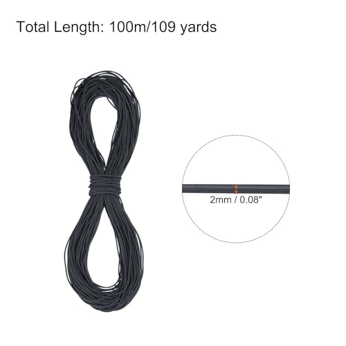 PATIKIL 109 Yards(100m) Bungee Cord Elastic Cord Heavy Stretch String Rope 2mm Dark Grey for Crafting DIY Sewing Hook Straps Camping Tie Down Strap - Image 2