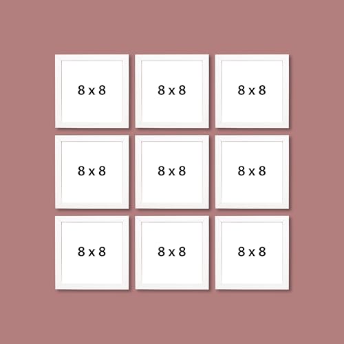 Image of Photo Frame for Wall | Set of 9 White Photo Frames 8x8 Inch | Gift for Anniversary & Housewarming | Wall Decor Items for Home Decor & Wedding Gift for Couples