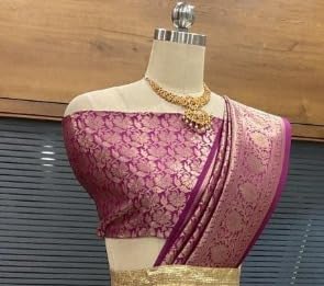 Image of ZITON ARICO MART Women's Indian Traditional Kanjivaram Silk Pure Weaving Lehenga Choli Along With Dupatta And Blouse Piece, Half Saree (Unstitched)