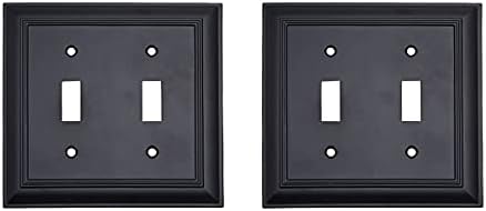 Amazon Basics Decorative 2-Gang Toggle Wall Plate - 2-Pack, Flat Black