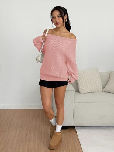 Image of ZAFUL Sweaters for Women Off Shoulder Knit Sweater with Long Sleeve Loose Pullover Jumper Tops