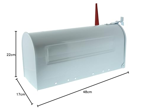 Burg Wächter 91 W U.S. Mailbox mit schwenkbarer Fahne, Stahlblech, Weiß