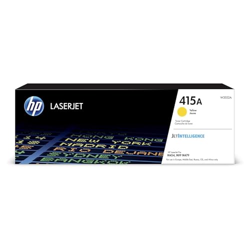HP 415A W2032A, Amarillo, Cartucho Tóner Original, de 2.100 páginas, para impresoras Color LaserJet Pro M454dw, M454dn, MFP M479fdw, MFP M479dw, MFP M479fdn y MFP M479fnw