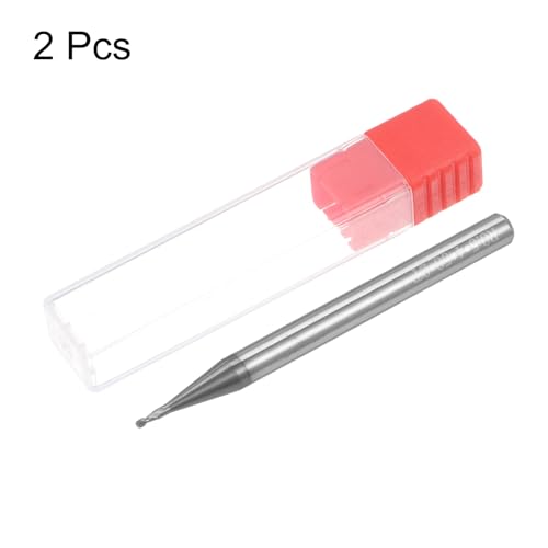 QUARKZMAN 2 Stück Kugelfräser CNC-Fräser, 0,5 mm (5/256) Radius Vollhartmetall AlTiN-beschichtet 2 Schneiden HRC45 1 mm (5/128) Durchmesser 4 mm (5/32) Schaft Fräswerkzeuge