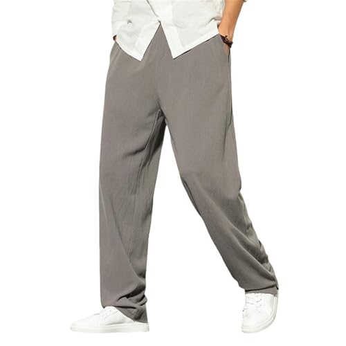 Pantalon long d'été en coton et lin homme contre la chaleur estivale