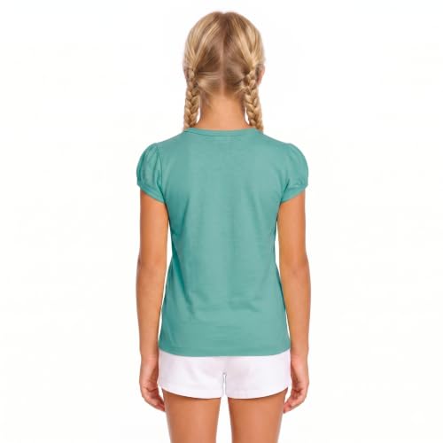 Image of Lilax Girls Short Puff Sleeve Cotton T-Shirt, Toddler & Little Girls Top | 95% Cotton Puff Sleeve Tee; Crewneck, Short Sleeve; Toddler & Girls Sizes 2T-12; for School, Play & Everyday; Machine Wash