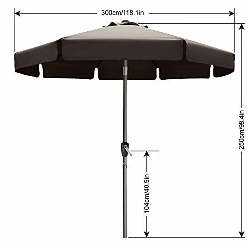 Image of ABCCANOPY 10ft Scalloped Patio Umbrella, Outdoor Table Umbrella with Tilt and Crank, Fiberglass Ribs Deck Umbrella for Patio, Pool, Garden, Picnic (Brown)