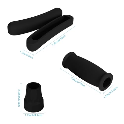 Image of Replacement Crutch Pads and Hand Grips and Crutch Tips for Armpits Handle Cover and Foot Pad Crutches Accessories Kit 6 PCS (Black)