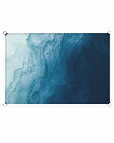 Boanket Sun Shade Sail 6.5' x 10', Blue Ombre UV Block Sun Sails Shades, Coastal Summer Beach Seaside Nautical Abstract Art Shade Cloth for Patio Deck Garden Lawns Beach Backyard