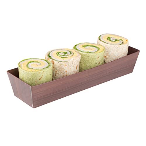 Restaurantware Matsuri Vision 6.5 x 1.7 x 1.4 Inch Sushi Trays 100 Greaseproof Sushi Packaging Boxes - Lids Sold Separately Disposable Wood Grain Paper Sushi Containers For Appetizers Desserts by Restaurantware - Used condition - US$8.74