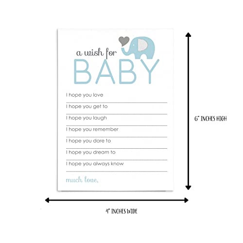 Blue Elephant Wishes For Baby Shower (20 Pack) Memories And Advice Cards For Wishing Well Guest Book Alternative Birthday Time Capsule Party Activity For Guests Royal Prince #TOP3