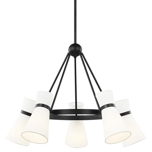 Generation Lighting 5-Light Clark Chandelier Midnight Black 3190505-112, Modern Ceiling Light Fixture for Room Decor, Chandelier for Dining Room or Living Room Uses Standard or LED Light Bulbs by Generation Lighting - Used condition - US$105.19