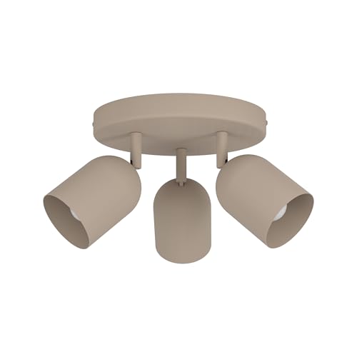EGLO Deckenlampe 3-flammig Tilston Deckenstrahler Wohnzimmer Spot Deckenleuchte aus Stahl in Sandfarben E14 Fassung