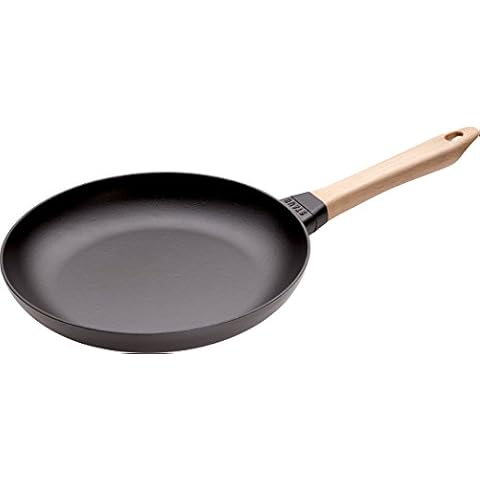 Staub Cast Iron Frying Pan with Wooden Handle Cover