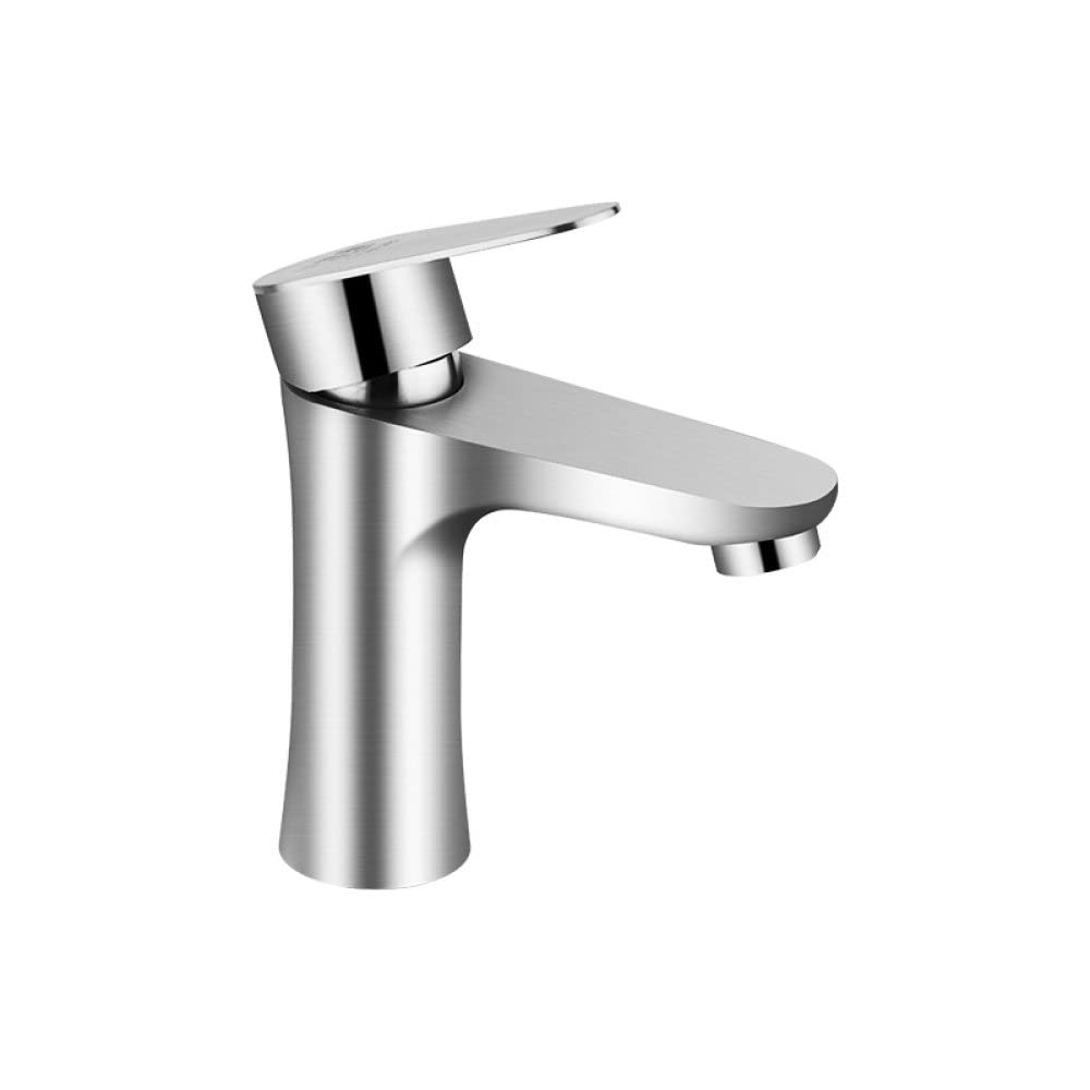 Mitigeur lavabo salle de bain acier inoxydable robinet eau chaude froide sanitaire argent clair