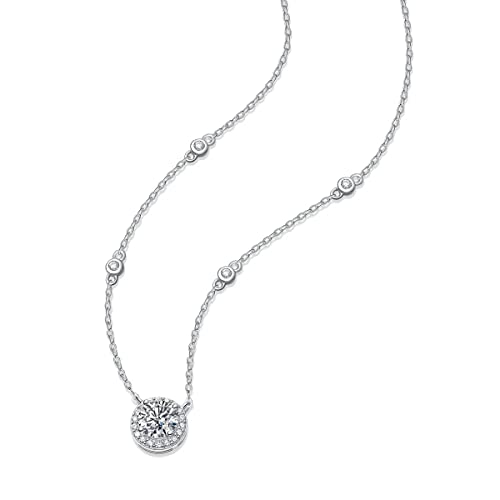 Collier pendentif moissanite 1 CT argent sterling femme starlight