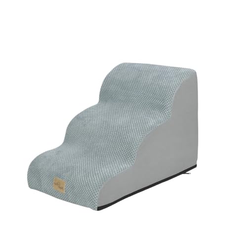 ペット用犬用階段(ハイベッド・ソファー兼用)高密度スポンジフォーム製、洗えるカバー付き子犬用犬用ステップ(4 Steps)