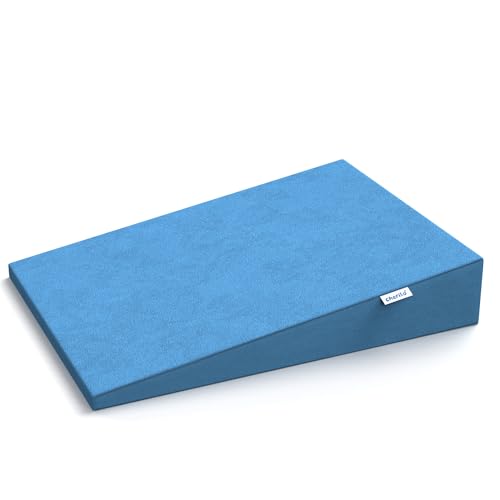 Image of Cherilo Standard Elevated Wedge Pillow for Baby Crib & Mattress, Helps to Elevate Baby for Acid Reflux, Colic, GERD, Heat Burn & Vomiting | 14 inch x 19 inch x 3.5 inch | - with Removable Velvet Cover - Sky Blue