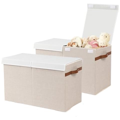 QIGEEKU Extra Large Clothes Storage Bins, 86L Fabric Storage Baskets with Lid and Divider Board, Foldable Under the Storage Bags for Organizing Clothes, Shoes, Blankets (2 pcs) Cover
