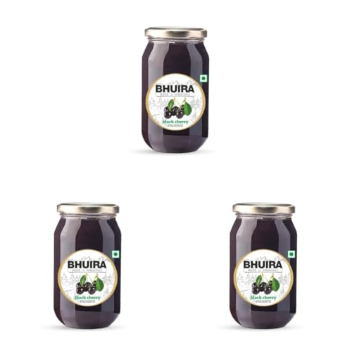 Image of Bhuira Black Cherry Preserve - 240g | All Natural - No Added Preservatives, Artificial Colors | Handmade Himachal Vegan Spread | Breakfast Dessert Jam | Healthy Snack | Guilt-Free | Rich Flavor