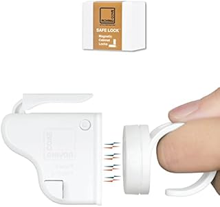 Roving Cove Magnetic Cabinet Locks (4 Locks 2 Ring Keys), Baby Safety Cabinet Drawer Locks Latches, 3M Adhesive Pre-Taped, Ivory White