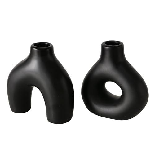 BOLTZE Vase Metty (2 TLG., Farbe Schwarz, aus Keramik, Matt, LxBxH: 10 x...