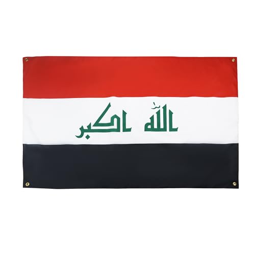 AZ FLAG Drapeau Irak 150x90 cm avec 4 oeillets, Pavillon Irakien pour balcon ou mur