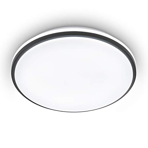 EGLO LED Deckenleuchte Marunella, 1 flammige Wandlampe in Stufen dimmbar, Deckenlampe Modern aus Stahl und Kunststoff in Weiß, Schwarz, Wohnzimmerlampe, neutralweiß, Ø 34 cm