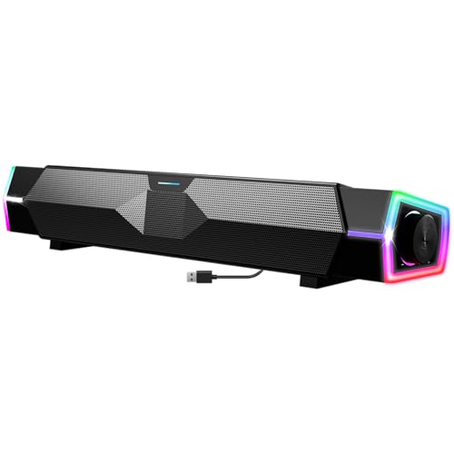 Spirit Of Gamer - Fanatic 200, Enceinte PC Gaming, Barre de Son Compacte 6W RMS avec Son stéréo 2.0, Technologie 3D Sound, Bluetooth 5.3, USB, Rétroéclairage RGB 6 Modes, Compatible PC et Console